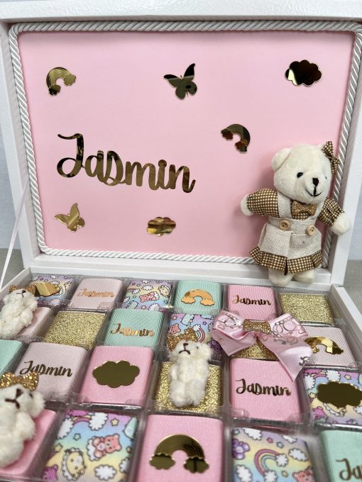 Personalisierte Schokobox – Geschenk zur Geburt, Taufe, Babyshower, Erster Geburtstag, für Mädchen, für Baby Girl, Schokoladenbox – Bild 6