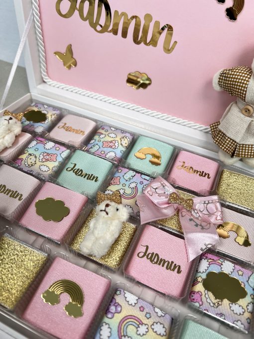 Personalisierte Schokobox – Geschenk zur Geburt, Taufe, Babyshower, Erster Geburtstag, für Mädchen, für Baby Girl, Schokoladenbox – Bild 5