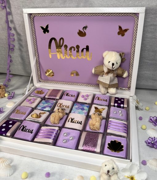 Personalisierte Schokobox – Geschenk zur Geburt, Taufe, Babyshower, Erster Geburtstag, für Mädchen, für Baby Girl, Schokoladenbox