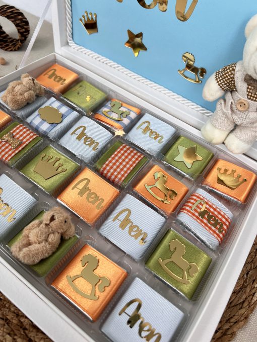 Personalisierte Schokobox – Geschenk zur Geburt, Taufe, Babyshower, Erster Geburtstag, für Junge, für Baby Boy, Schokoladenbox – Bild 6