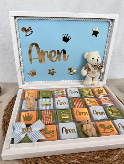 Personalisierte Schokobox – Geschenk zur Geburt, Taufe, Babyshower, Erster Geburtstag, für Junge, für Baby Boy, Schokoladenbox – Bild 5