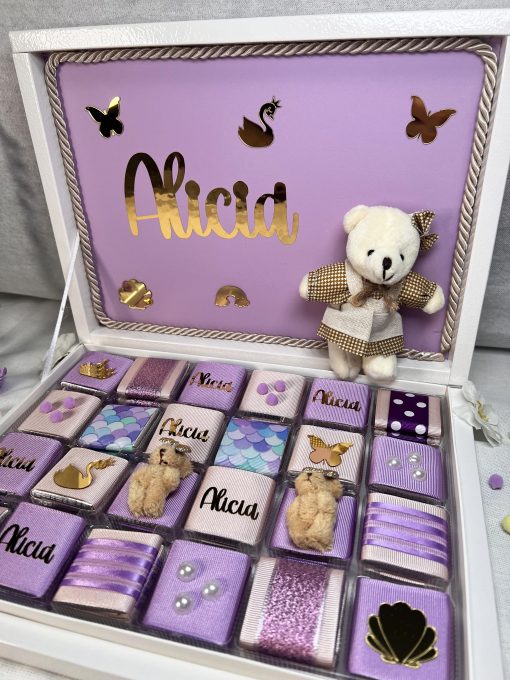 Personalisierte Schokobox – Geschenk zur Geburt, Taufe, Babyshower, Erster Geburtstag, für Mädchen, für Baby Girl, Schokoladenbox – Bild 6