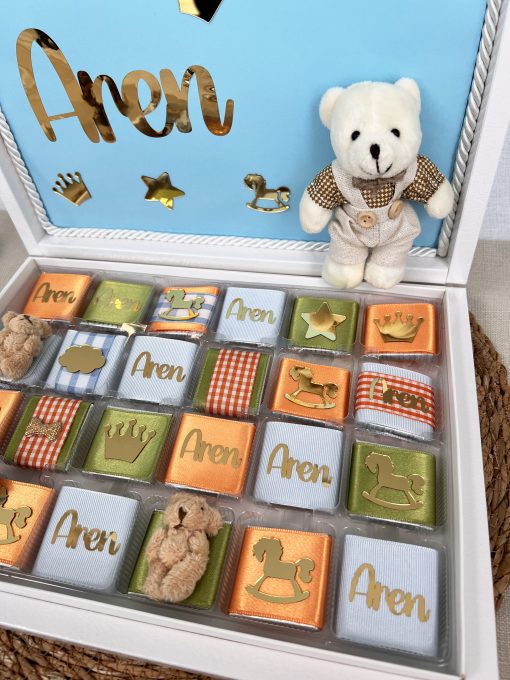 Personalisierte Schokobox – Geschenk zur Geburt, Taufe, Babyshower, Erster Geburtstag, für Junge, für Baby Boy, Schokoladenbox – Bild 4