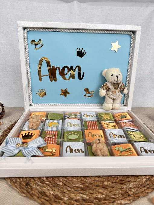 Personalisierte Schokobox – Geschenk zur Geburt, Taufe, Babyshower, Erster Geburtstag, für Junge, für Baby Boy, Schokoladenbox – Bild 3