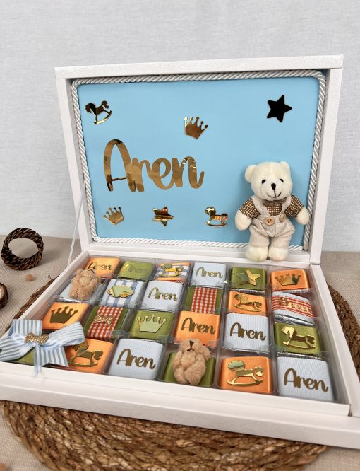 Personalisierte Schokobox – Geschenk zur Geburt, Taufe, Babyshower, Erster Geburtstag, für Junge, für Baby Boy, Schokoladenbox