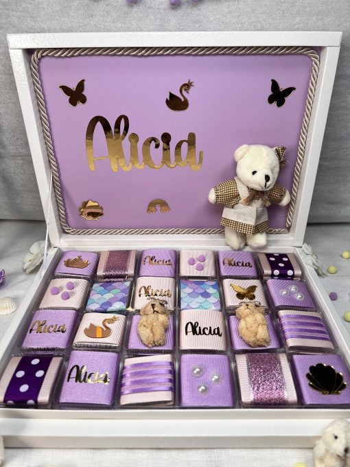 Personalisierte Schokobox – Geschenk zur Geburt, Taufe, Babyshower, Erster Geburtstag, für Mädchen, für Baby Girl, Schokoladenbox – Bild 4