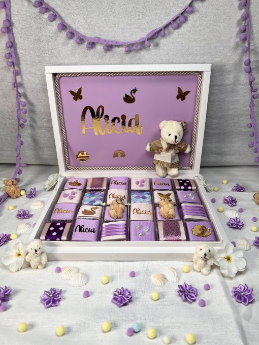 Personalisierte Schokobox – Geschenk zur Geburt, Taufe, Babyshower, Erster Geburtstag, für Mädchen, für Baby Girl, Schokoladenbox – Bild 3